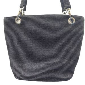 Magid Black Paper Straw Tote Handbag